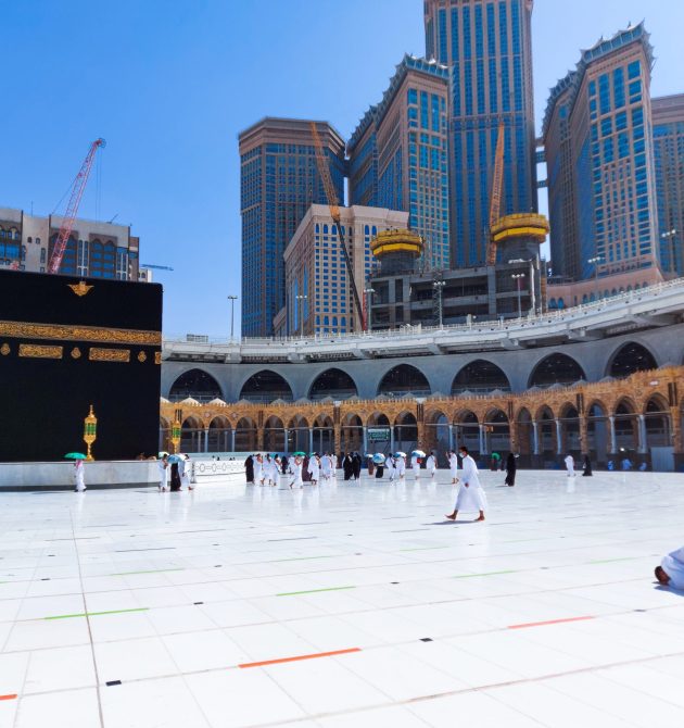 MECCA, SAUDI ARABIA , OCTOBER 22, 2020 - Pilgrims circle the Kaa